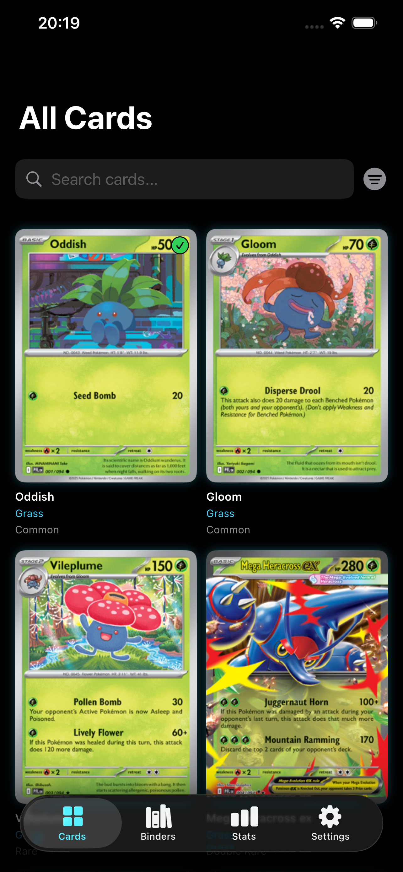 Trading Card Virtual Binder App Preview